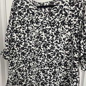 Black and White Floral Blouse